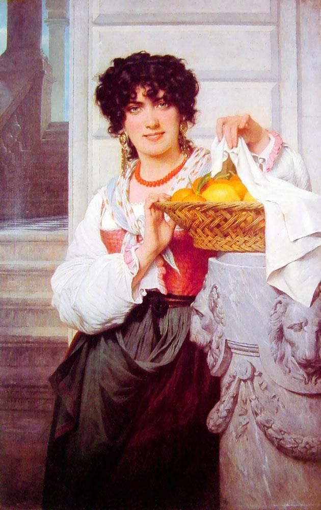 Pierre-Auguste Cot Pisan Girl with Basket of Oranges and Lemons